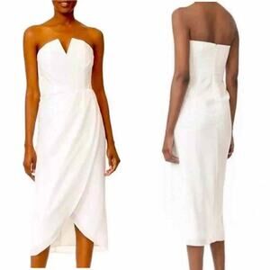 Yumi Kim Glamour Strapless White Midi Dress Size Medium
